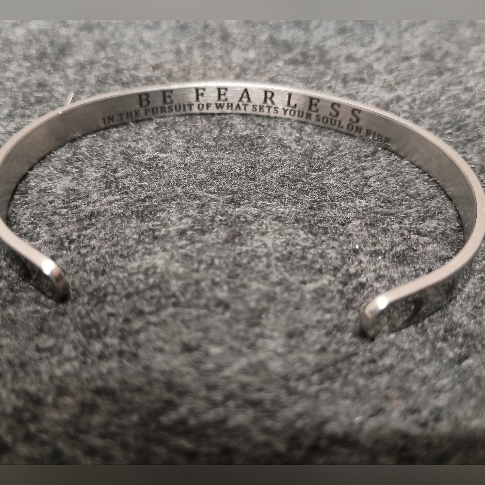 Inspirational Stainless Steel Moon Stars Sun Cuff Bracelet - "Be Fearless"